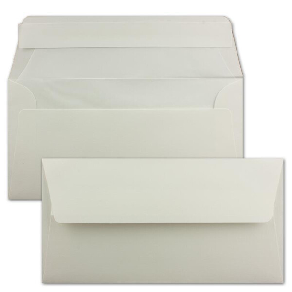 25x Briefumschläge DIN Lang 11 x 22 cm gerippt in Hochweiß gefüttert mit weißem Seiden-Papier 110 g/m² Haftklebung