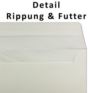 300x Briefumschläge DIN Lang 11 x 22 cm gerippt in Hochweiß gefüttert mit weißem Seiden-Papier 110 g/m² Haftklebung