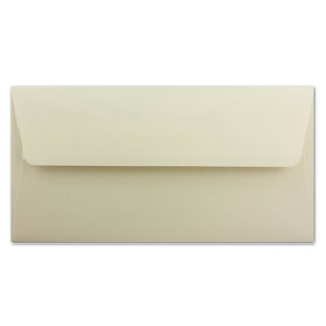 100x Briefumschläge DIN Lang 11 x 22 cm gerippt in Creme gefüttert mit weißem Seiden-Papier 110 g/m² Haftklebung