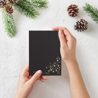 25x Faltkarten DIN A6 - Schwarz mit goldenen Metallic Sternen - 10,5 x 14,8 cm - Einladungskarten zu Weihnachten - Marke: FarbenFroh by GUSTAV NEUSER