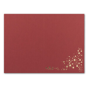 100x Faltkarten DIN A6 - Dunkelrot mit goldenen Metallic Sternen - 10,5 x 14,8 cm - Einladungskarten zu Weihnachten - Marke: FarbenFroh by GUSTAV NEUSER