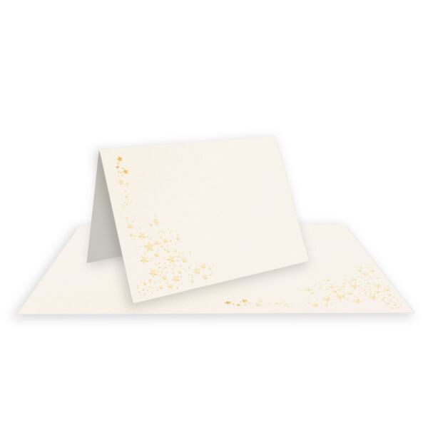 150x Faltkarten DIN A6 - Naturweiß mit goldenen Metallic Sternen - 10,5 x 14,8 cm - Einladungskarten zu Weihnachten - Marke: FarbenFroh by GUSTAV NEUSER