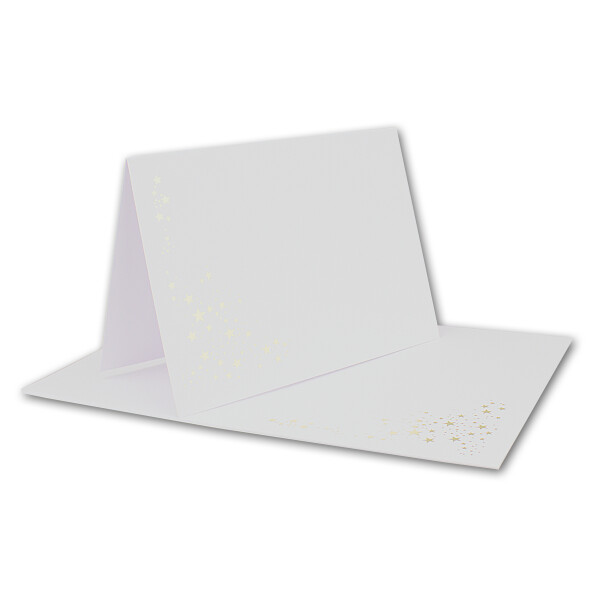 200x Faltkarten DIN A6 - Hochweiß mit goldenen Metallic Sternen - 10,5 x 14,8 cm - Einladungskarten zu Weihnachten - Marke: FarbenFroh by GUSTAV NEUSER