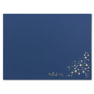 200x Faltkarten DIN A6 - Dunkelblau mit goldenen Metallic Sternen - 10,5 x 14,8 cm - Einladungskarten zu Weihnachten - Marke: FarbenFroh by GUSTAV NEUSER