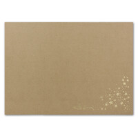 200x Faltkarten DIN A6 - Sandbraun-Kraftpapier mit goldenen Metallic Sternen - 10,5 x 14,8 cm - Einladungskarten zu Weihnachten - Marke: FarbenFroh by GUSTAV NEUSER