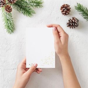Faltkarten DIN B6 - Hochweiß mit goldenen Metallic Sternen - 75 Stück - 11,5 x 17 cm - blanko für Drucker geeignet Ideal für Weihnachtskarten - Marke: NEUSER FarbenFroh