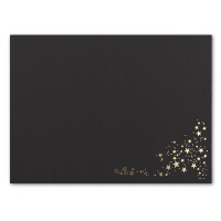 Faltkarten DIN B6 - Schwarz mit goldenen Metallic Sternen - 50 Stück - 11,5 x 17 cm - blanko für Drucker geeignet Ideal für Weihnachtskarten - Marke: NEUSER FarbenFroh
