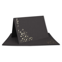 Faltkarten-Set mit Umschlägen DIN C6 A6 - Schwarz mit goldenen Metallic Sternen - 200 Sets - für Drucker geeignet Ideal für Weihnachtskarten