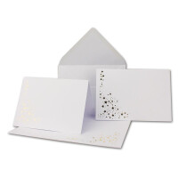 10x Faltkarten-Set mit Umschlägen DIN B6 - Hochweiß (Weiß) mit goldenen Metallic Sternen - 11,5 x 17 cm - bedruckbar - Ideal für Weihnachtskarten