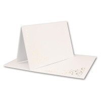 40x Faltkarten-Set mit Umschlägen DIN B6 - Naturweiß (Weiß) mit goldenen Metallic Sternen - 11,5 x 17 cm - bedruckbar - Ideal für Weihnachtskarten