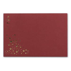 100x Faltkarten-Set mit Umschlägen DIN B6 - Dunkelrot (Rot) mit goldenen Metallic Sternen - 11,5 x 17 cm - bedruckbar - Ideal für Weihnachtskarten