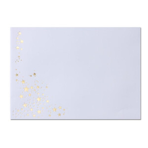 150x Faltkarten-Set mit Umschlägen DIN B6 - Hochweiß (Weiß) mit goldenen Metallic Sternen - 11,5 x 17 cm - bedruckbar - Ideal für Weihnachtskarten
