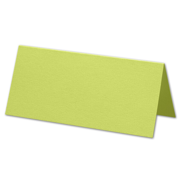 ARTOZ 500x Tischkarten - Limette (Grün) - 45 x 100 mm blanko Platz-Kärtchen - Faltkarten für festliche Tafel - Tischdekoration - 220 g/m² gerippt