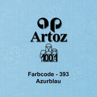 ARTOZ 150x Tischkarten - Azur (Blau) - 45 x 100 mm blanko Platz-Kärtchen - Faltkarten für festliche Tafel - Tischdekoration - 220 g/m² gerippt