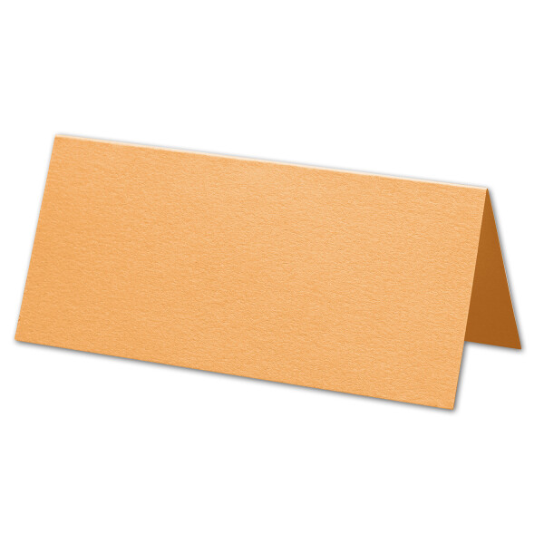ARTOZ 150x Tischkarten - Mango (Orange) - 45 x 100 mm blanko Platz-Kärtchen - Faltkarten für festliche Tafel - Tischdekoration - 220 g/m² gerippt