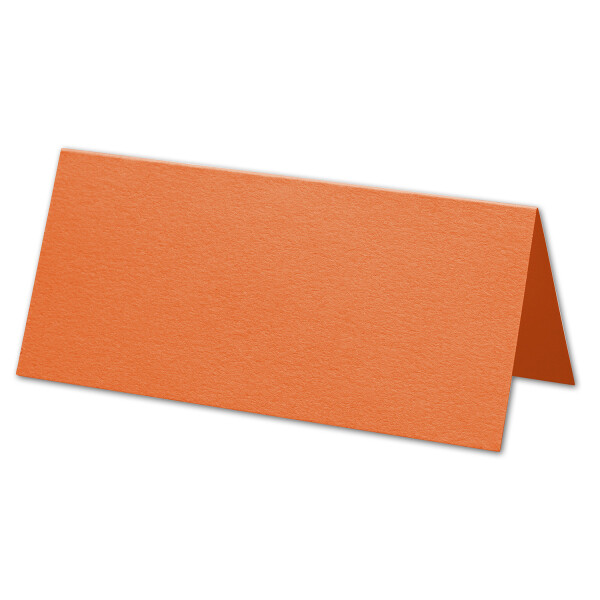 ARTOZ 300x Tischkarten - Mandarin (Orange) - 45 x 100 mm blanko Platz-Kärtchen - Faltkarten für festliche Tafel - Tischdekoration - 220 g/m² gerippt