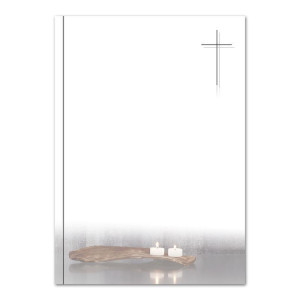 30 x Set Trauerpapier DIN A4 + Trauerumschläge DIN Lang - Motiv Kerzen auf altem Holz - 22 x 11 cm - bedruckbar - Kondolenz Set für Danksagung Trauer