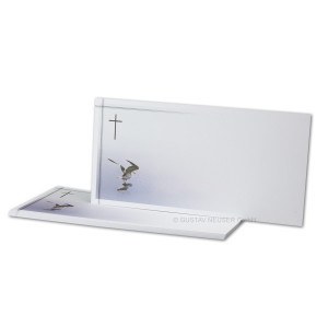 75x Trauerkarten Set mit Umschlag DIN LANG - Motiv Kerzen auf altem Holz  - Danksagungskarten Trauer Ohne Fenster - würdevolle Beileidskarte