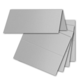 25x Tischkarten in Silber (Irisierend) - 4,5 x 10 cm - blanko - Doppel-Karten - als Platzkarten und Namenskarten für Hochzeit und Feste