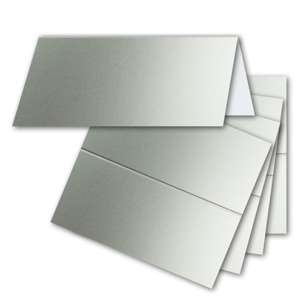 25x Tischkarten in Silber (Metallic) - 4,5 x 10 cm - blanko - Doppel-Karten - als Platzkarten und Namenskarten für Hochzeit und Feste
