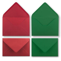 30x Kartenpaket DIN A6 / C6 in Rot und Grün - Faltkarten mit Falz A6 10,5 x 14,8 cm & Umschläge C6 11,4 x 16,2 cm