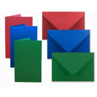 15x Kartenpaket DIN A6 / C6 in Rot, Blau, Grün - Faltkarten mit Falz A6 10,5 x 14,8 cm & Umschläge C6 11,4 x 16,2 cm - Für Einladungen und Grußkarten zu Weihnachten & Geburtstag