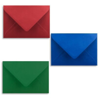 270x Kartenpaket DIN A6 / C6 in Rot, Blau, Grün - Faltkarten mit Falz A6 10,5 x 14,8 cm & Umschläge C6 11,4 x 16,2 cm - Für Einladungen und Grußkarten zu Weihnachten & Geburtstag