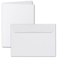 ARTOZ 25x DIN A6 Faltkarten-Set mit Umschlägen - Blütenweiß (Weiß) - 105 x 148 mm - gerippte Bastelkarten blanko mit Brief-Umschlägen - 220 g/m²