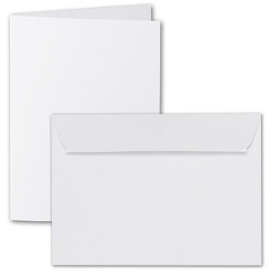 ARTOZ 100x DIN A6 Faltkarten-Set mit Umschlägen - Blütenweiß (Weiß) - 105 x 148 mm - gerippte Bastelkarten blanko mit Brief-Umschlägen - 220 g/m²
