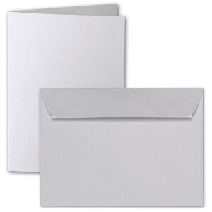 ARTOZ 75x DIN A6 Faltkarten-Set mit Umschlägen - lichtgrau (Grau) - 105 x 148 mm - gerippte Bastelkarten blanko mit Brief-Umschlägen - 220 g/m²