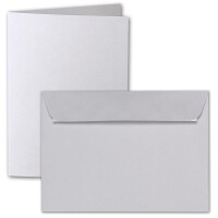 ARTOZ 200x DIN A6 Faltkarten-Set mit Umschlägen - lichtgrau (Grau) - 105 x 148 mm - gerippte Bastelkarten blanko mit Brief-Umschlägen - 220 g/m²