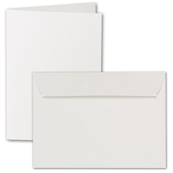 ARTOZ 50x DIN A6 Faltkarten-Set mit Umschlägen - Ivory-Elfenbein (Creme) - 105 x 148 mm - gerippte Bastelkarten blanko mit Brief-Umschlägen - 220 g/m²