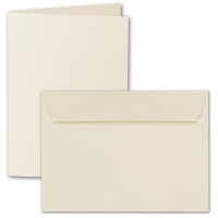 ARTOZ 200x DIN A6 Faltkarten-Set mit Umschlägen - Chamois (Creme) - 105 x 148 mm - gerippte Bastelkarten blanko mit Brief-Umschlägen - 220 g/m²