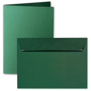 ARTOZ 25x DIN A6 Faltkarten-Set mit Umschlägen - Racing Green (Grün) - 105 x 148 mm - gerippte Bastelkarten blanko mit Brief-Umschlägen - 220 g/m²