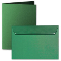 ARTOZ 50x DIN A6 Faltkarten-Set mit Umschlägen - Tannengrün (Grün) - 105 x 148 mm - gerippte Bastelkarten blanko mit Brief-Umschlägen - 220 g/m²