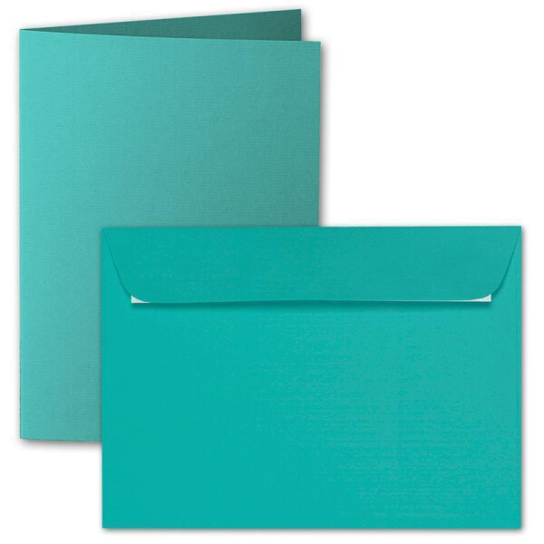 ARTOZ 50x DIN A6 Faltkarten-Set mit Umschlägen - Tropical Green (Grün) - 105 x 148 mm - gerippte Bastelkarten blanko mit Brief-Umschlägen - 220 g/m²
