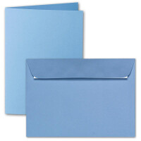 ARTOZ 50x DIN A6 Faltkarten-Set mit Umschlägen - marienblau (Blau) - 105 x 148 mm - gerippte Bastelkarten blanko mit Brief-Umschlägen - 220 g/m²