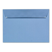 ARTOZ 50x DIN A6 Faltkarten-Set mit Umschlägen - marienblau (Blau) - 105 x 148 mm - gerippte Bastelkarten blanko mit Brief-Umschlägen - 220 g/m²