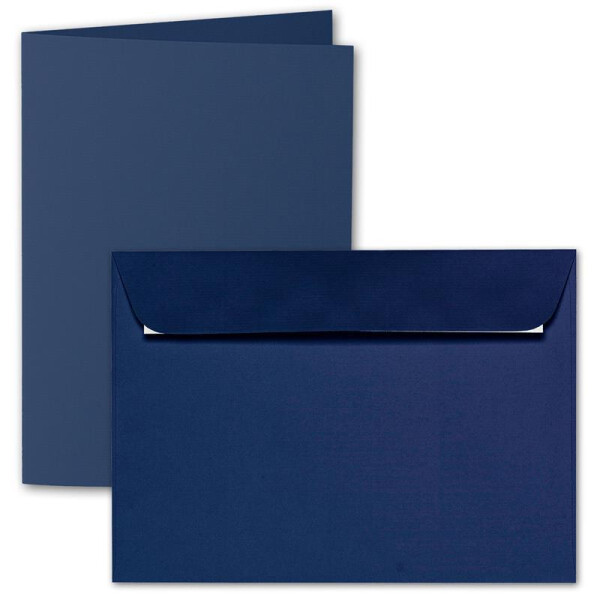 ARTOZ 50x DIN A6 Faltkarten-Set mit Umschlägen - classic blue (Blau) - 105 x 148 mm - gerippte Bastelkarten blanko mit Brief-Umschlägen - 220 g/m²