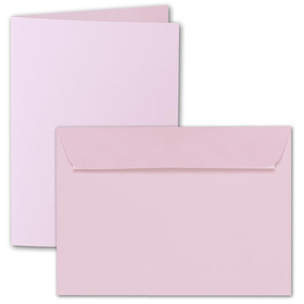 ARTOZ 50x DIN A6 Faltkarten-Set mit Umschlägen - kirschblüte (Rosa) - 105 x 148 mm - gerippte Bastelkarten blanko mit Brief-Umschlägen - 220 g/m²