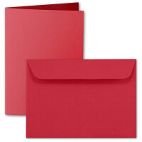 ARTOZ 75x DIN A6 Faltkarten-Set mit Umschlägen - Rot (Rot) - 105 x 148 mm - gerippte Bastelkarten blanko mit Brief-Umschlägen - 220 g/m²