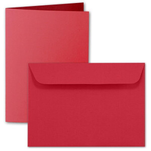 ARTOZ 100x DIN A6 Faltkarten-Set mit Umschlägen - Rot (Rot) - 105 x 148 mm - gerippte Bastelkarten blanko mit Brief-Umschlägen - 220 g/m²