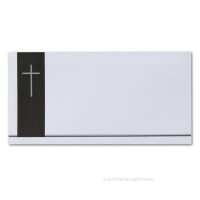 35x Trauerkarten Set mit Umschlägen DIN LANG - Motiv Rose Stein Trauerkreuz - Danksagungskarten Trauer Ohne Fenster - würdevolle Doppelkarten