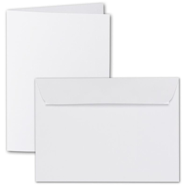 ARTOZ 15x DIN A5 Faltkarten-Set mit Umschlägen - Blütenweiß (Weiß) - 148 x 210 mm - gerippte Bastelkarten blanko mit Brief-Umschlägen - 220 g/m²