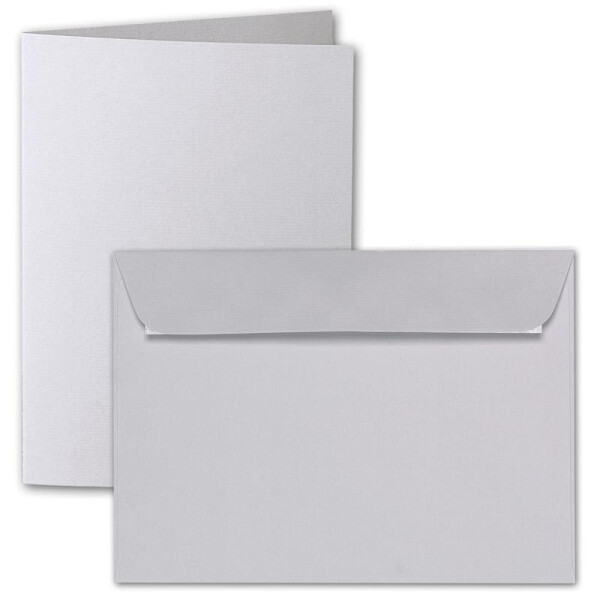 ARTOZ 25x DIN A5 Faltkarten-Set mit Umschlägen - lichtgrau (Grau) - 148 x 210 mm - gerippte Bastelkarten blanko mit Brief-Umschlägen - 220 g/m²