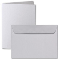 ARTOZ 50x DIN A5 Faltkarten-Set mit Umschlägen - lichtgrau (Grau) - 148 x 210 mm - gerippte Bastelkarten blanko mit Brief-Umschlägen - 220 g/m²