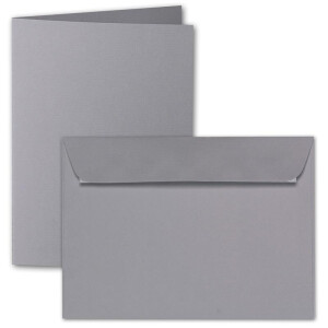 ARTOZ 15x DIN A5 Faltkarten-Set mit Umschlägen - Graphit (Grau) - 148 x 210 mm - gerippte Bastelkarten blanko mit Brief-Umschlägen - 220 g/m²