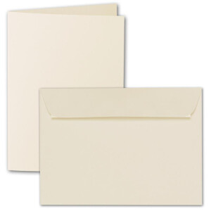 ARTOZ 25x DIN A5 Faltkarten-Set mit Umschlägen - Chamois (Creme) - 148 x 210 mm - gerippte Bastelkarten blanko mit Brief-Umschlägen - 220 g/m²