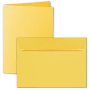 ARTOZ 25x DIN A5 Faltkarten-Set mit Umschlägen - Sonnengelb (Gelb) - 148 x 210 mm - gerippte Bastelkarten blanko mit Brief-Umschlägen - 220 g/m²
