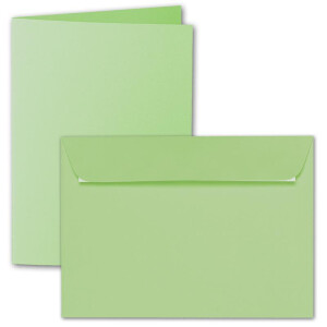ARTOZ 400x DIN A5 Faltkarten-Set mit Umschlägen - Birkengrün (Grün) - 148 x 210 mm - gerippte Bastelkarten blanko mit Brief-Umschlägen - 220 g/m²